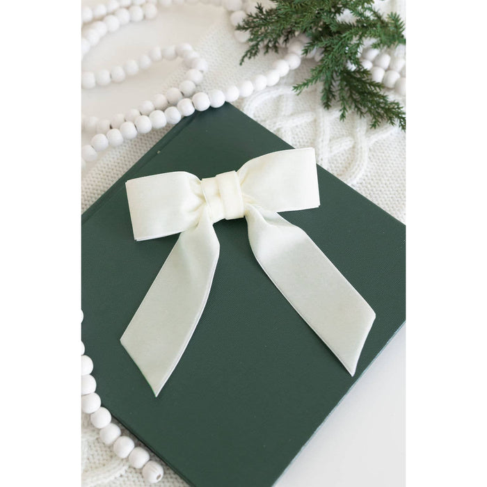 Navy Delora Velvet Bow Barrette