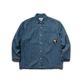 Neviraler Retro Amekaji Long - Sleeved Shirt Casual Loose Vertical Stripes Denim Shirt Men's Nra30 - Seakoff