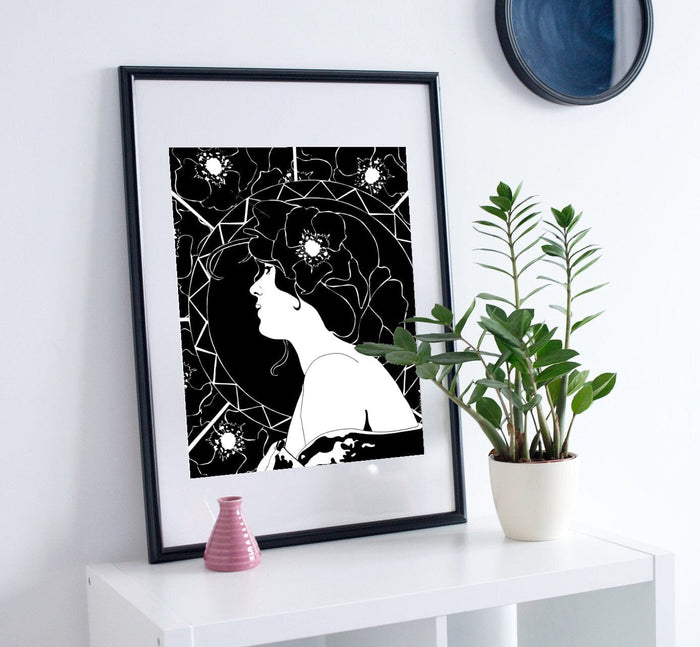 PinkPolish Design Posters, Prints, & Visual Artwork "Nouveau Tribute" Ink Drawing: Art Print