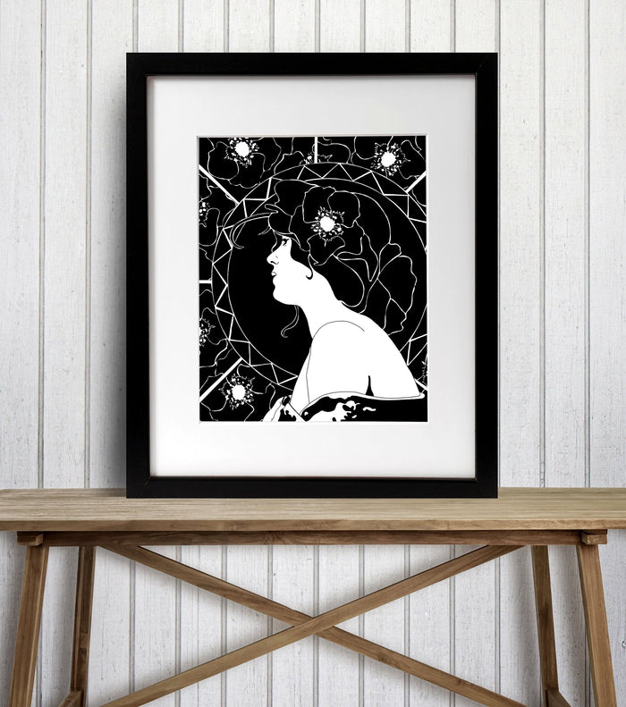 PinkPolish Design Posters, Prints, & Visual Artwork "Nouveau Tribute" Ink Drawing: Art Print