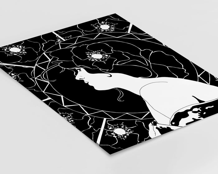 PinkPolish Design Posters, Prints, & Visual Artwork "Nouveau Tribute" Ink Drawing: Art Print