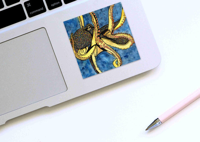 PinkPolish Design Stickers "Octopus Genius" Square Vinyl Sticker