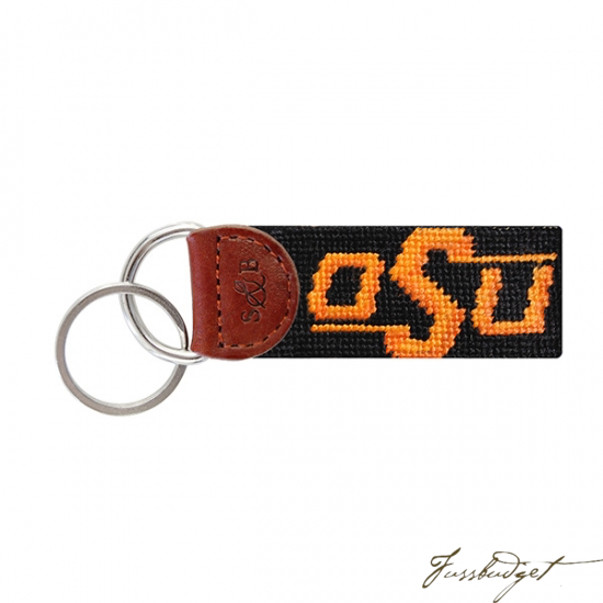 Oklahoma State Needlepoint Key Fob-Fussbudget.com