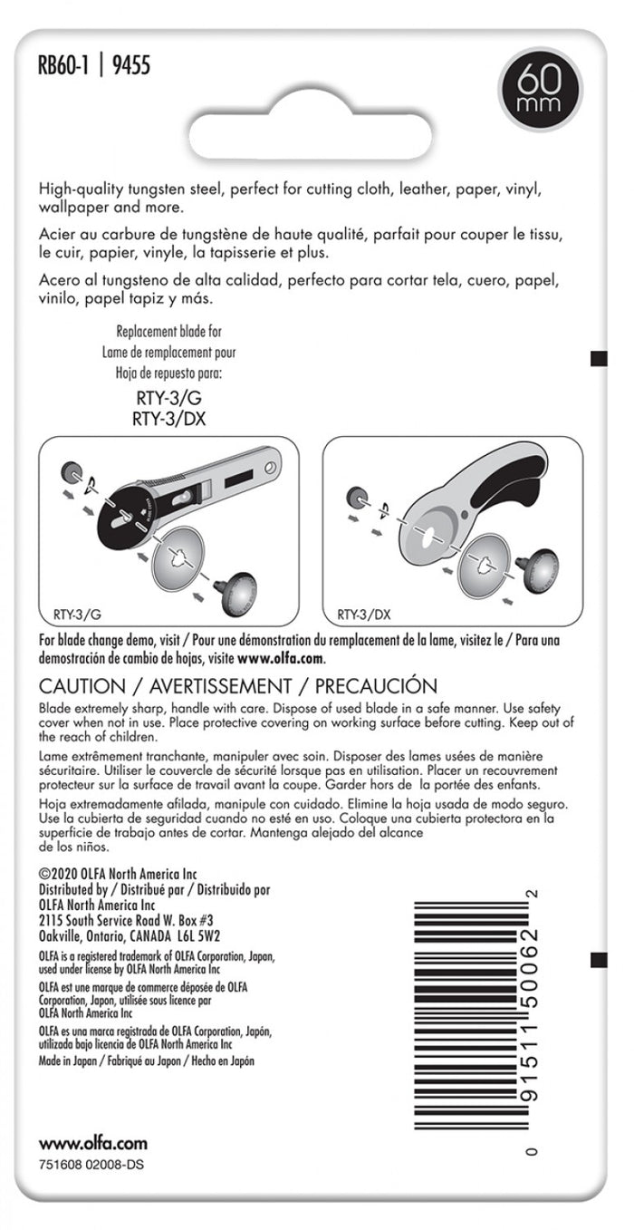 Olfa Replacement Rotary Blade 60mm 1pk