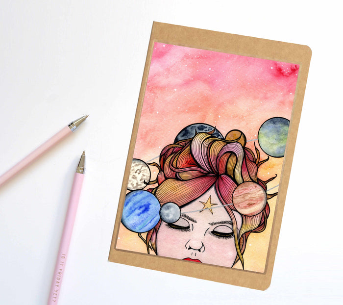 PinkPolish Design Notebook "Orbit" Sun Goddess Inspired Notebook / Sketchbook / Journal