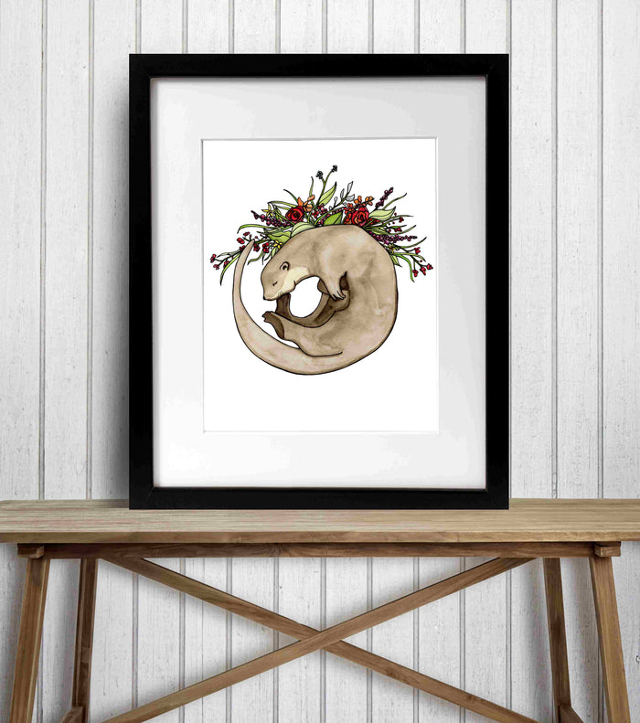 PinkPolish Design Art Prints "Otter Bouquet" Watercolor Painting: Art Print