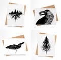 PinkPolish Design Card Pack "Pacific NW" 4 Card Pack of Handmade Notecards