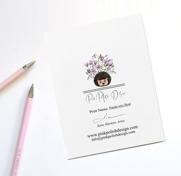 PinkPolish Design Note Cards "Panda-mic Bear" Handmade Notecard