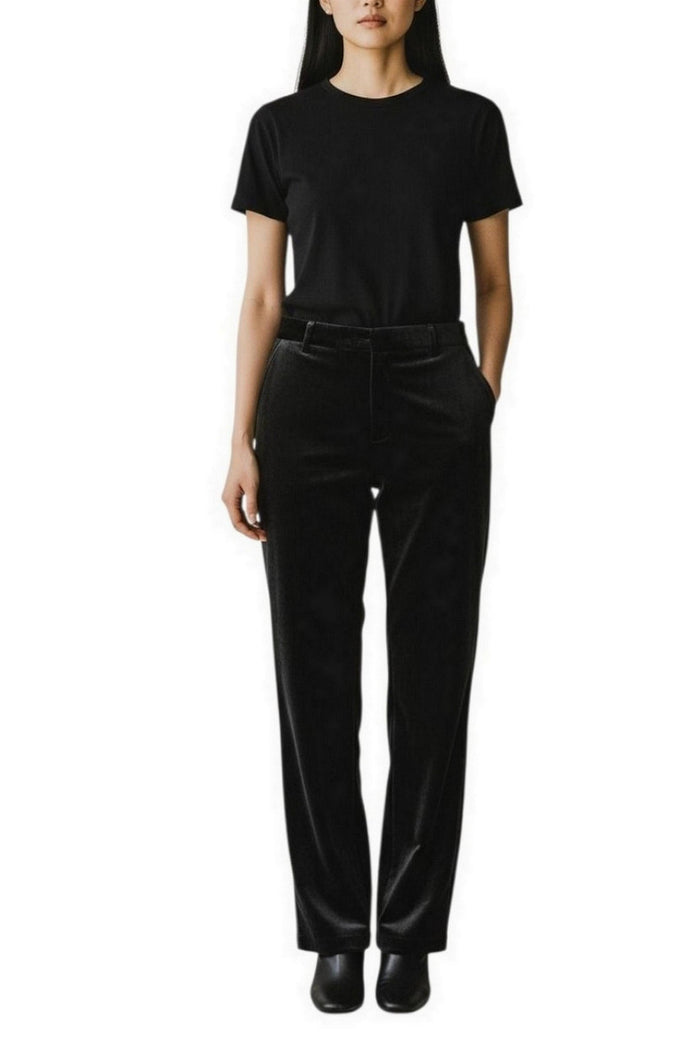 pantalone donna velluto nero