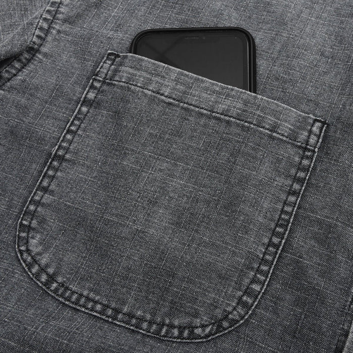 Patchwork Denim Chambray Shirt on Sale - Men's and Women's Short Sleeve Vintage Style - Seakoff