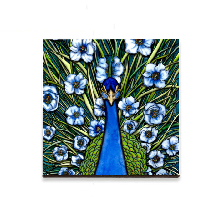 PinkPolish Design Magnets "Peacock Fleur Grande" Wood Refrigerator Magnet