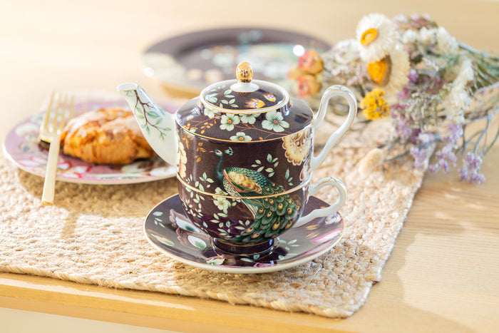 Peacock Lotus Garden Plum Tea For One Set