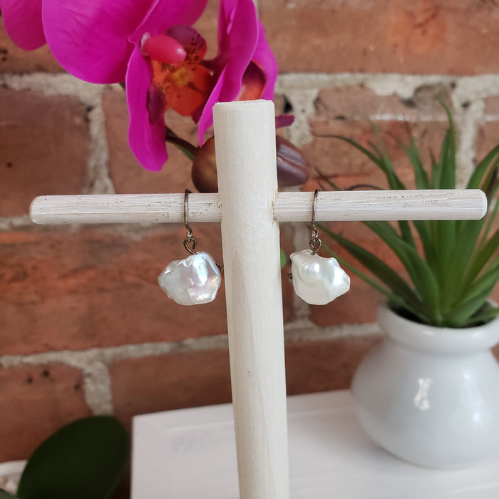 Pearl Coin Earrings - sterling silver or gold-Filled