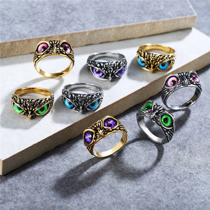 Personalized Retro Halloween Owl Titanium Steel Ring