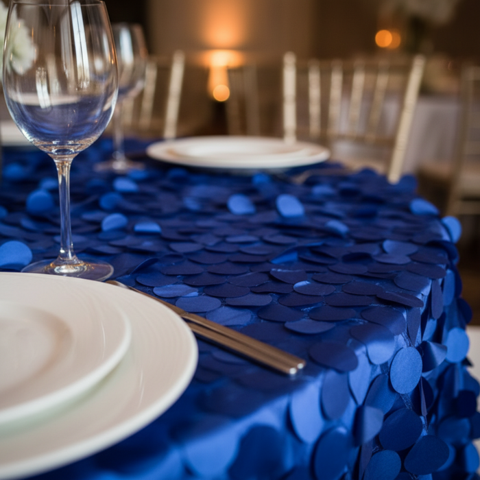 120 Round Royal Blue Petal Circle Taffeta Tablecloth