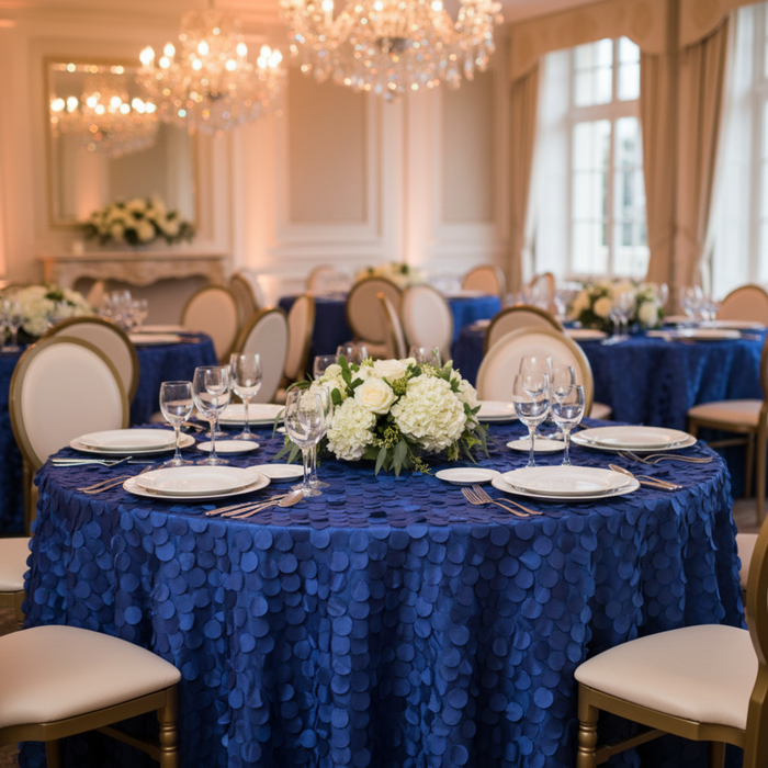 Royal Blue 120 Round Petal Circle Taffeta Tablecloth Wedding Reception