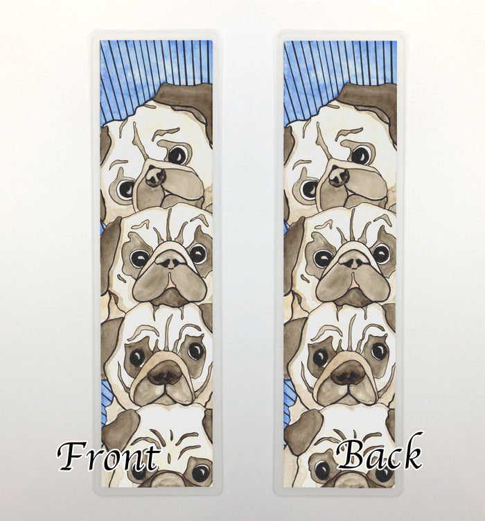 PinkPolish Design Bookmarks "Pile of Pugs" 2-Sided Bookmark