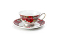 Poinsettia Pine Cone Fine Porcelain Tea Cup and Saucer