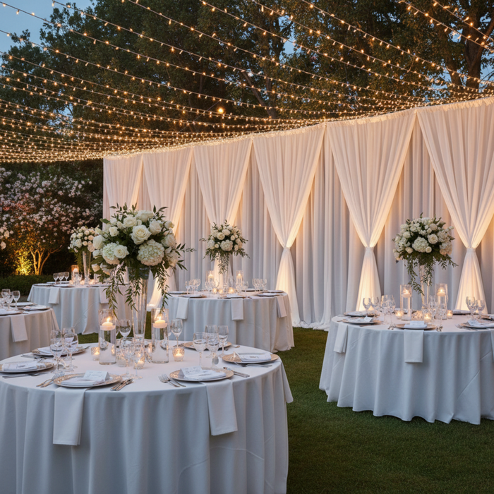 Outdoor  Reception with Poly Premier 10FT Drapes