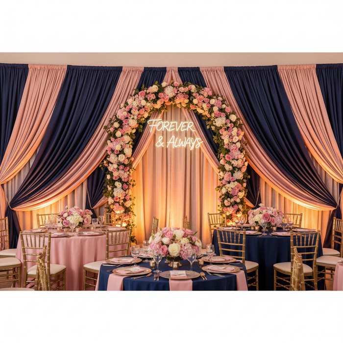 Poly Premier Fire Retardant (FR) 8ft H x 60" W drape/backdrop - Navy Blue