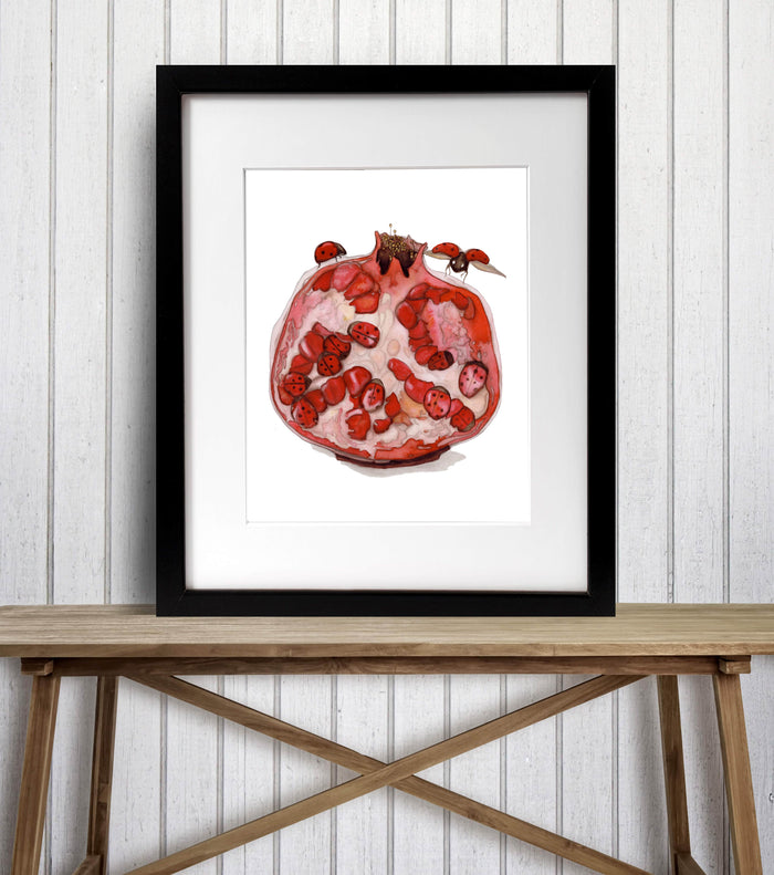 PinkPolish Design Art Prints "Pomegranate Surprise"  Watercolor Painting: Art Print