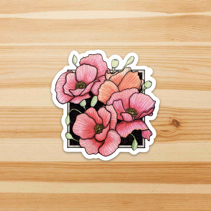 PinkPolish Design Stickers "Poppies" Die Cut Vinyl Sticker