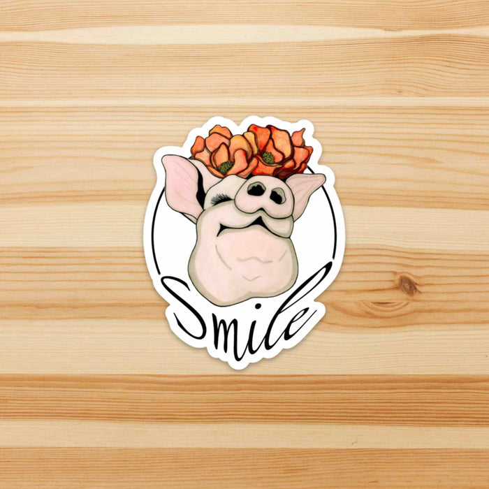 PinkPolish Design Stickers "Poppy Pig" Vinyl Die Cut Sticker