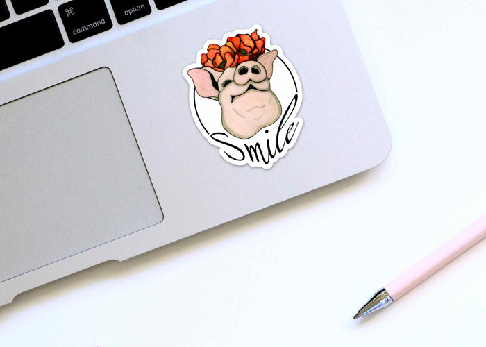 PinkPolish Design Stickers "Poppy Pig" Vinyl Die Cut Sticker