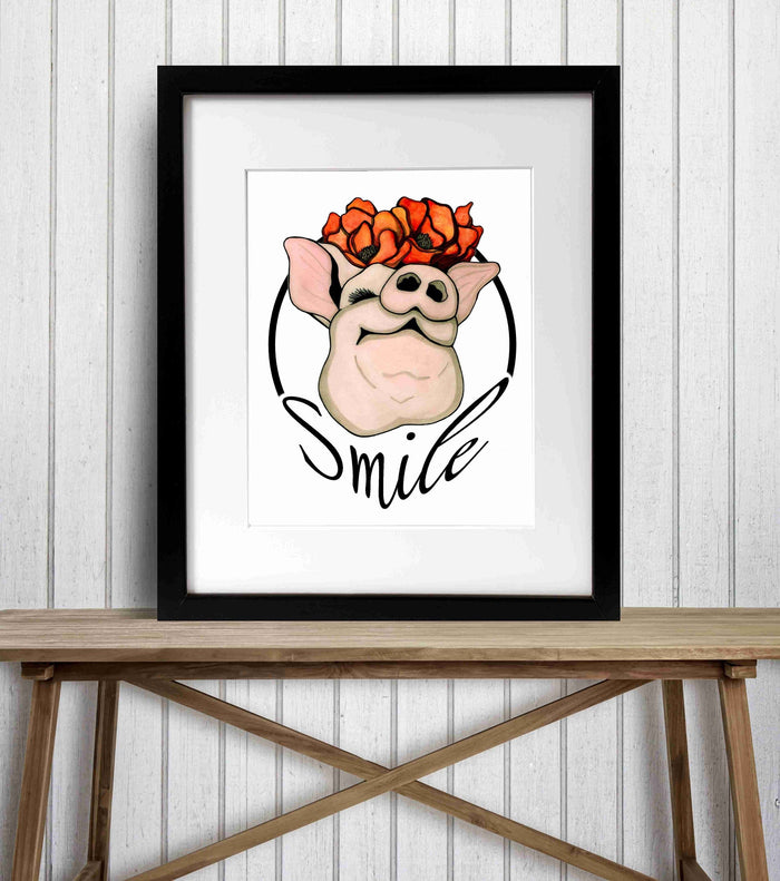 PinkPolish Design Art Prints "Poppy Pig" Watercolor Painting: Art Print