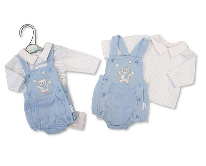 Premature Baby Boys 2 pcs Short Dungaree Set - Snowballs (3-8lbs) (PK6)  PB-20-726
