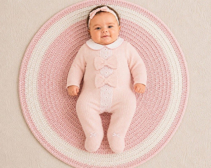 Premature Baby Girls All in One with Lace and Bows - Hearts (PK6) (3-8lbs) PB-20-757