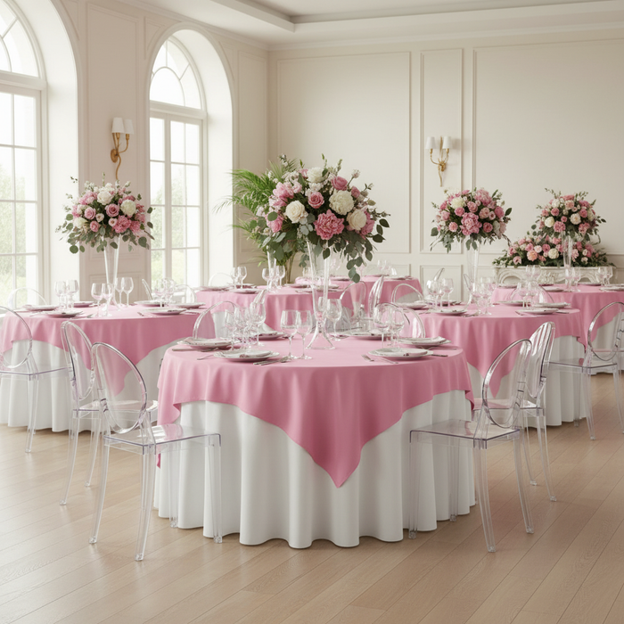 Premium Polyester Square 72" Overlay/Tablecloth - Pink.