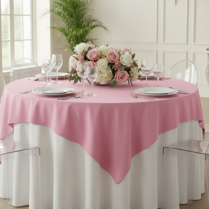 Premium Polyester Square 72" Overlay/Tablecloth - Pink.