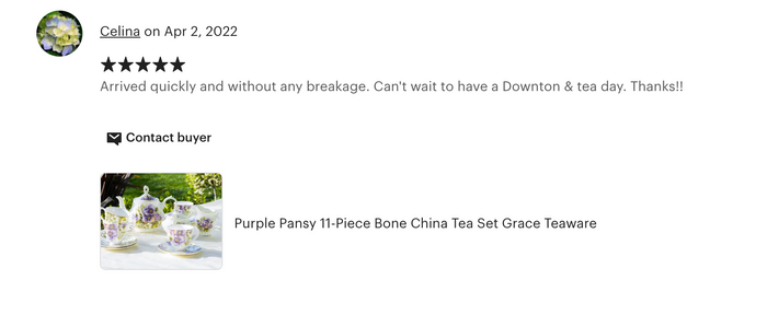Purple Pansy Bone China 11-Piece Tea Set