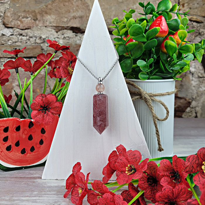 Quartz Point Perfume Bottle Necklace