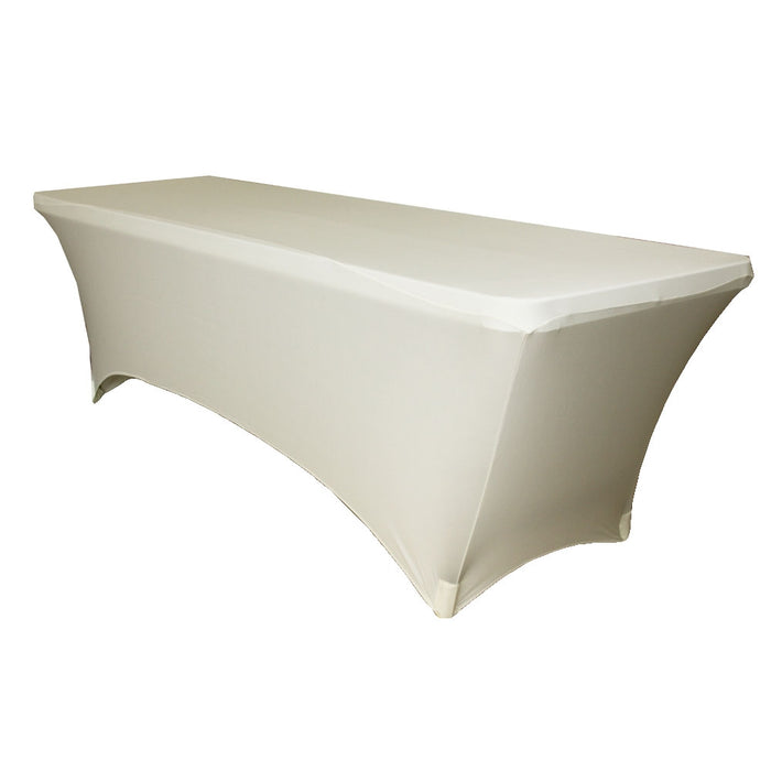 Rectangular 8 FT Spandex Table Cover - Ivory - CV Linens