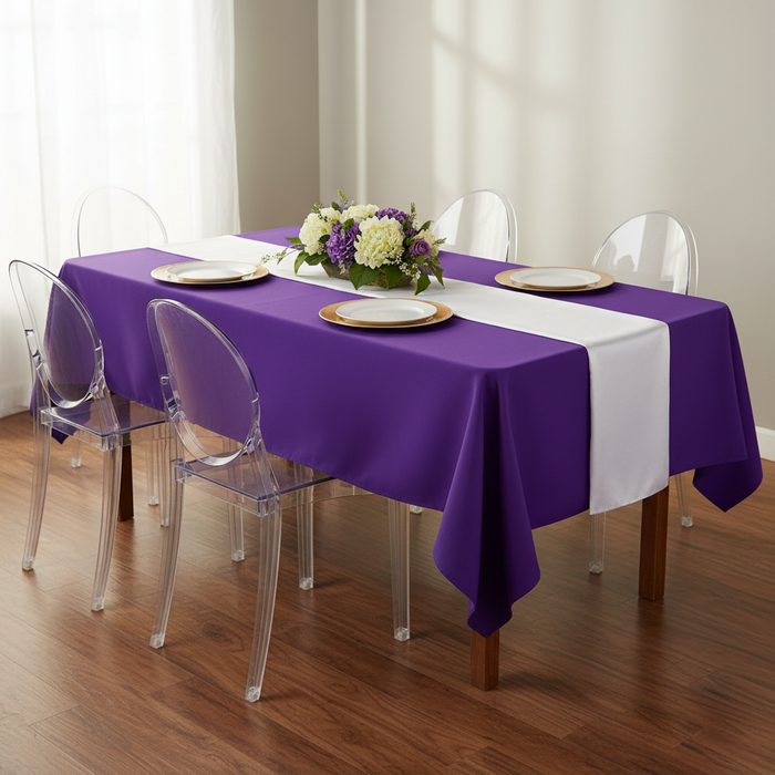 Rectangular Premium Polyester Tablecloth 60"x126" - Purple.