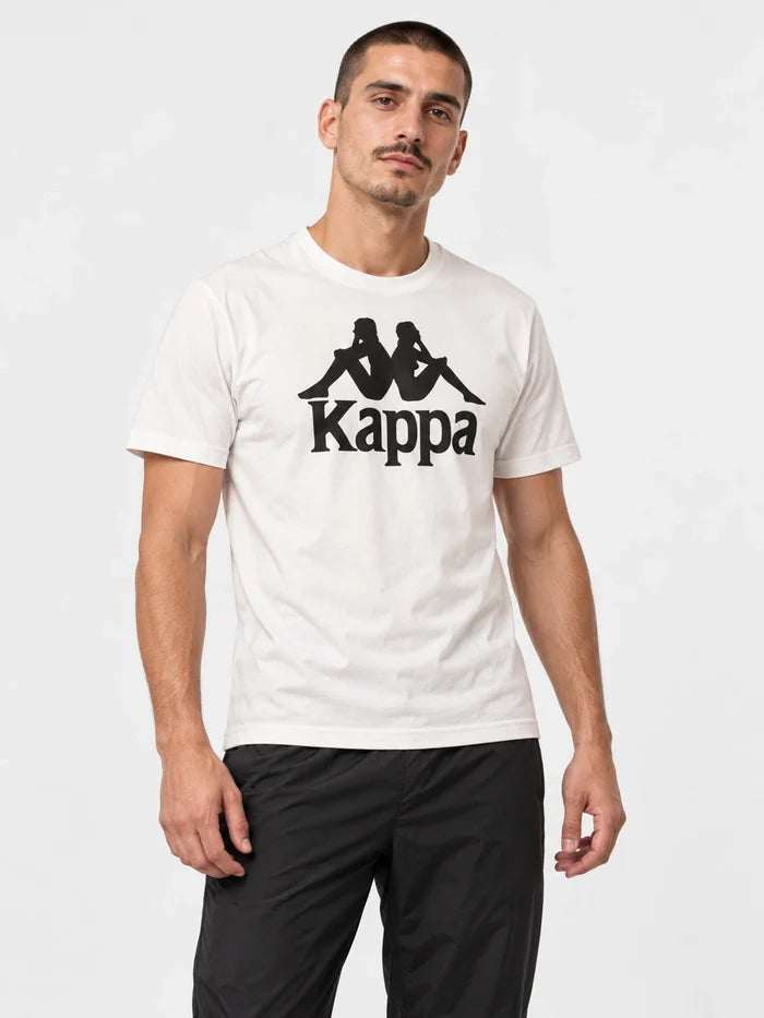 Remera Kappa Authentic Estessi Slim Blanco-Negro — vista principal