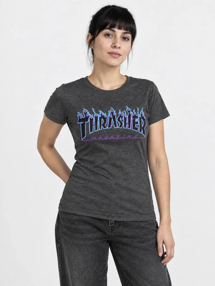 Remera Thrasher Purple Flame Mujer Gris Oscuro — vista principal