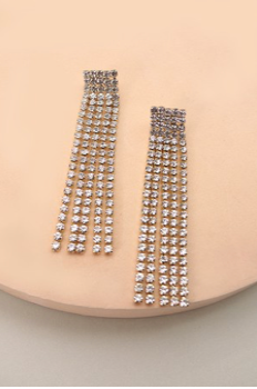 Rhinestone Fringe Long Earrings