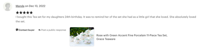 Rose with Green Accent Fine Porcelain 11-Piece Tea Set