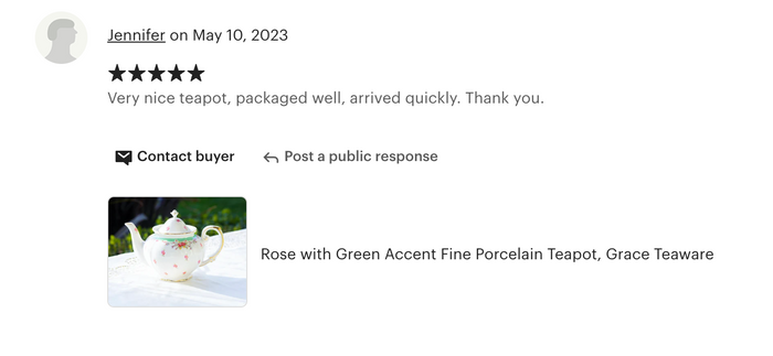 Rose with Green Accent Fine Porcelain Teapot