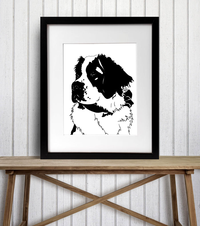 PinkPolish Design Art Prints "Saint Pup"  Ink Drawing: Art Print