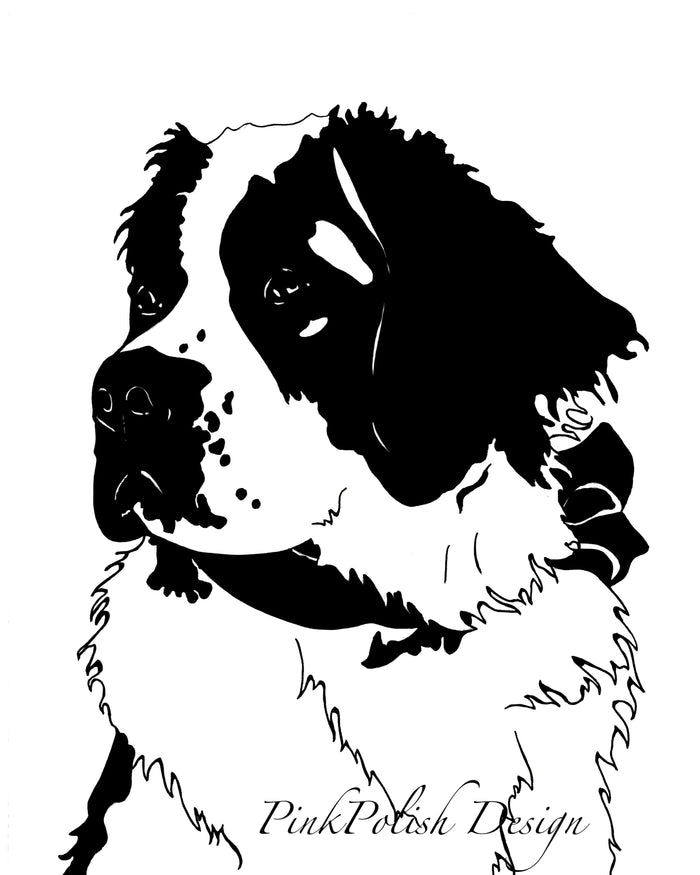 PinkPolish Design Art Prints "Saint Pup"  Ink Drawing: Art Print