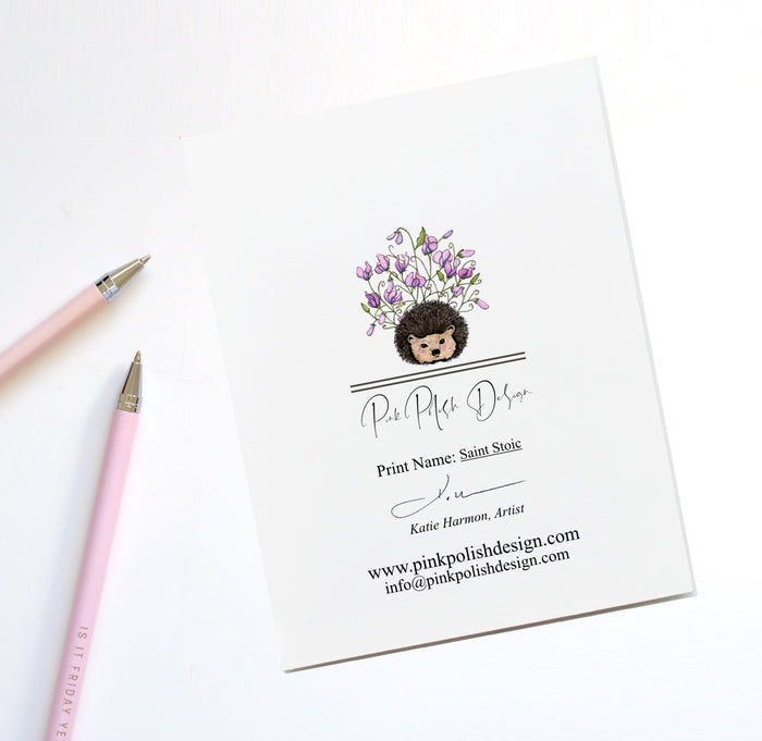 PinkPolish Design Note Cards "Saint Stoic" Handmade Notecard