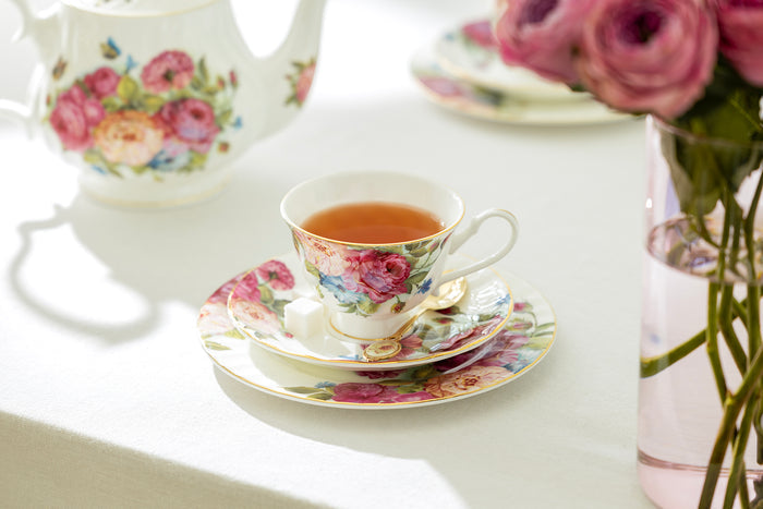 Sandra's Rose with Butterflies Bone China 11-Piece Tea Set