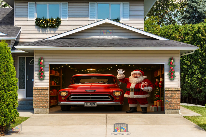Santa’s Classic Ride – Christmas Garage Door Cover