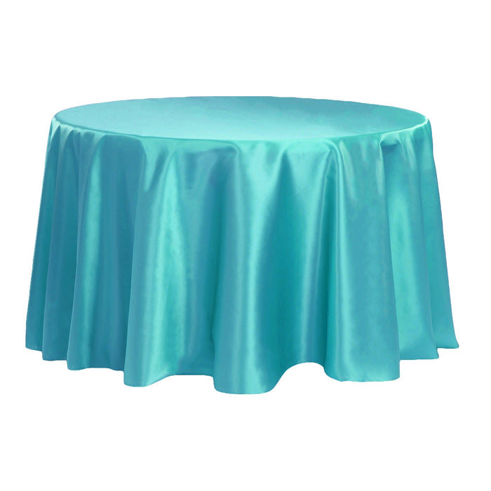 Satin 132" Round Tablecloth - Dark Turquoise - CV Linens