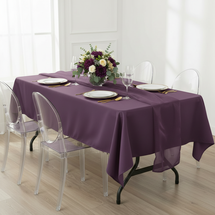 Satin Rectangular 60"x120" Tablecloth - Eggplant/Plum.
