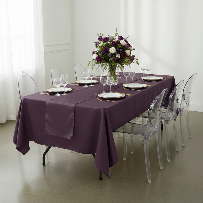 Satin Rectangular 60"x120" Tablecloth - Eggplant/Plum